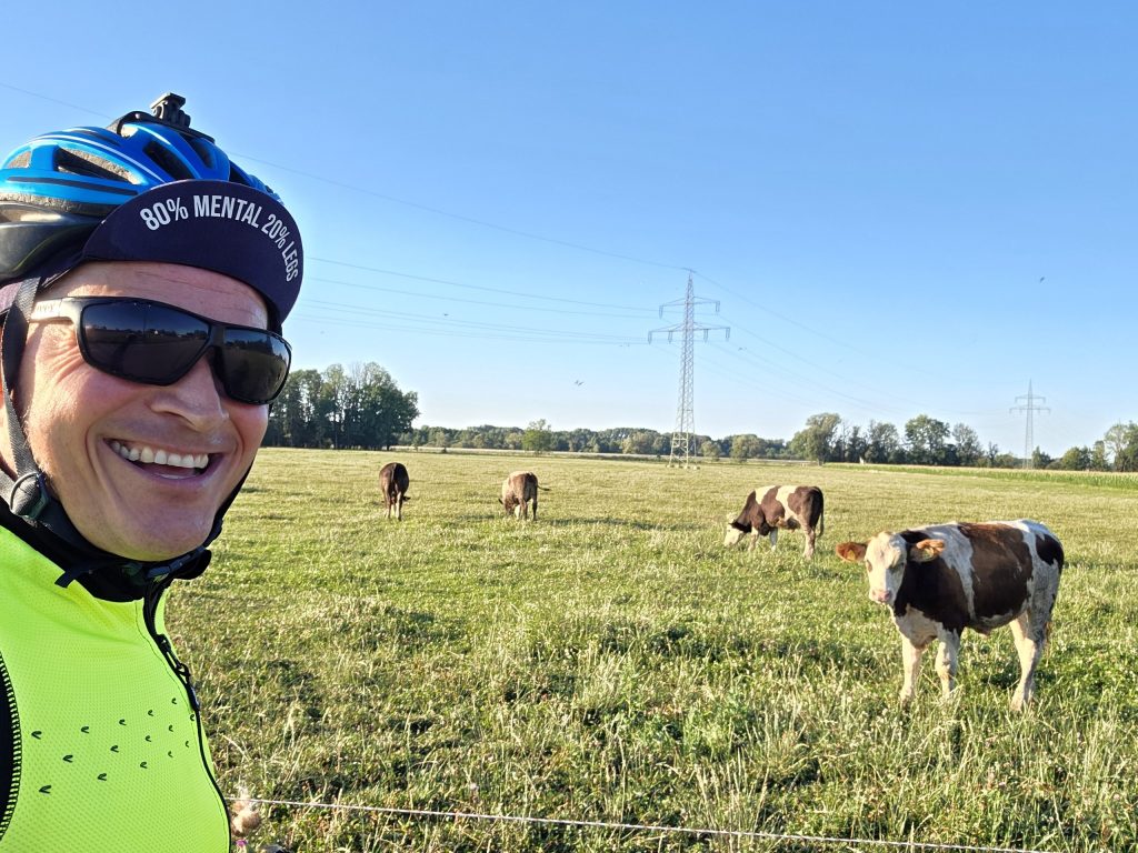 Selfie mit Kühen auf der Weide bei Marzling